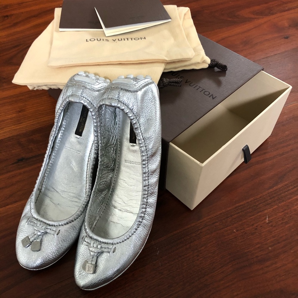 Louis Vuitton Silver Ballet Flats - Picture 2 of 11